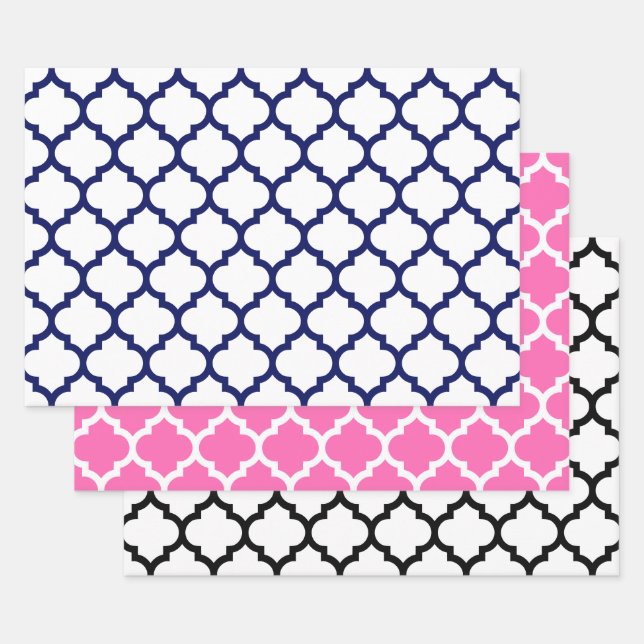 Feuille De Papier Cadeau Quatrefoil marocain do-it-yourself couleurs (Lot)