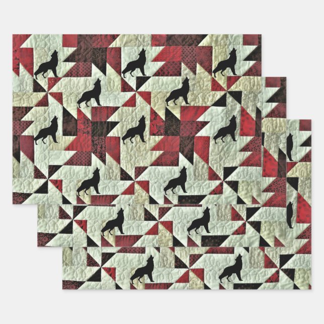 Feuille De Papier Cadeau Quilt de loup Howling (Lot)