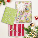 Feuille De Papier Cadeau Quirky Retro Christmas Elf Rose Red Green Ajouter<br><div class="desc">Ce joli design de Noël a été créé à l'aide de mon moi-même de médias mixtes peints à la main avec des détails décalés et un arrière - plan vert avec des flocons de neige pour une ambiance unique et fantaisiste. La palette de couleurs douce rétro du milieu du siècle,...</div>