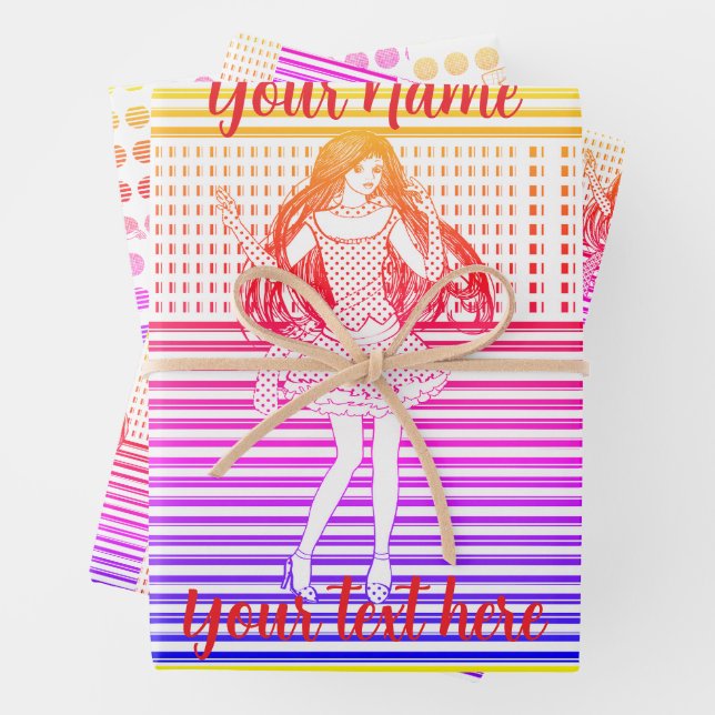 Feuille De Papier Cadeau Rainbow girlfriend (En situation)