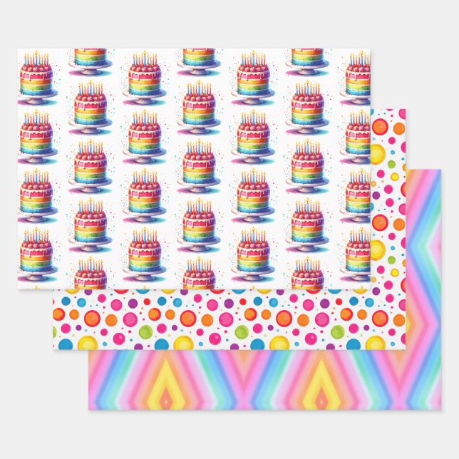 Feuille De Papier Cadeau Rainbow Happy Birthday (Lot)