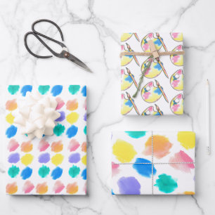 Feuille De Papier Cadeau Rainbow Paint et Sip Anniversaire