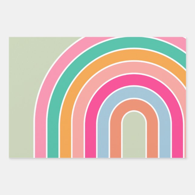 Feuille De Papier Cadeau Rainbow Pastel Green (Devant)