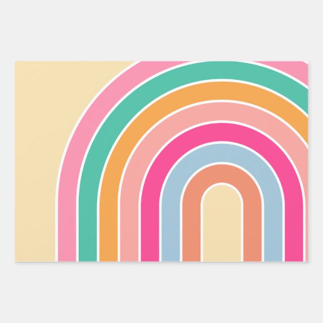 Feuille De Papier Cadeau Rainbow Pastel jaune (Devant)
