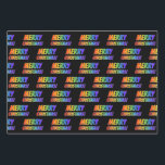 Feuille De Papier Cadeau Rainbow Spectrum Motif "MERRY CHRISTMAS !"<br><div class="desc">Ce design de papier d'emballage sur le thème de Noël comporte le message de bienvenue "MERRY CHRISTMAS!" avec un motif de couleur dégradé inspiré du spectre arc-en-ciel. Un papier d'emballage amusant comme celui-ci pourrait être utilisé pour envelopper les cadeaux donnés pour Noël.</div>