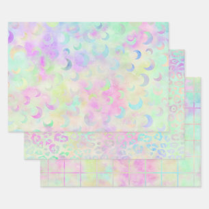 Feuille De Papier Cadeau Rainbowy coloré holographique mignon