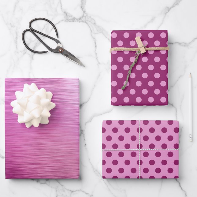 Feuille De Papier Cadeau Raisin métallique violet rose Berry Dot Noël (Recto)