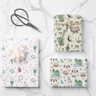 Feuille De Papier Cadeau Ramadan et Aïd musulman coloré moderne