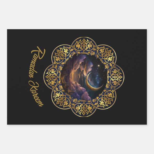 FEUILLE DE PAPIER CADEAU RAMADAN KAREEM MUBARAK 2024 EID MUBARAK (Devant)