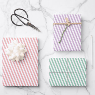 Feuille De Papier Cadeau Rayé pastel pour toutes occasions