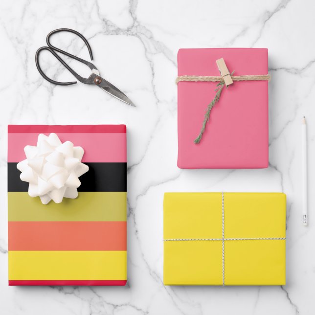 Feuille De Papier Cadeau Rayures de cascade arc-en-ciel (Recto)