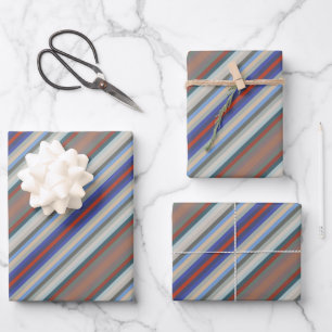 Feuille De Papier Cadeau Rayures de motif Couleurs Colorées de l'Année
