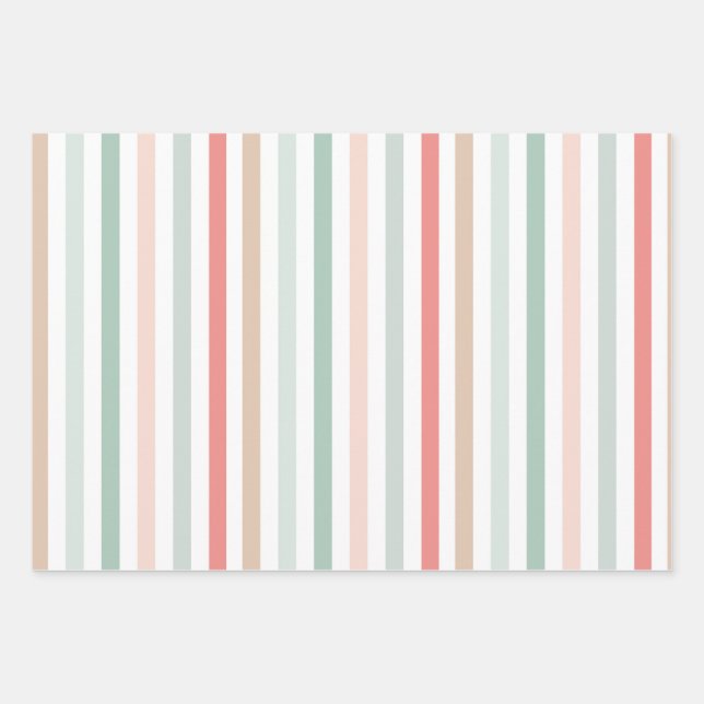 Feuille De Papier Cadeau Rayures de Noël (Devant)
