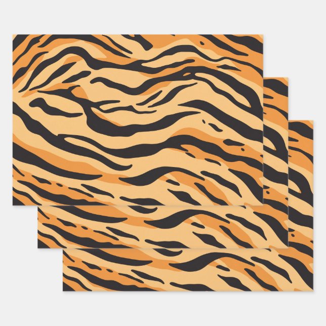 Feuille De Papier Cadeau Rayures de tigre (Lot)