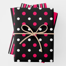 Rayures et pois amusants rose, noir et blanc