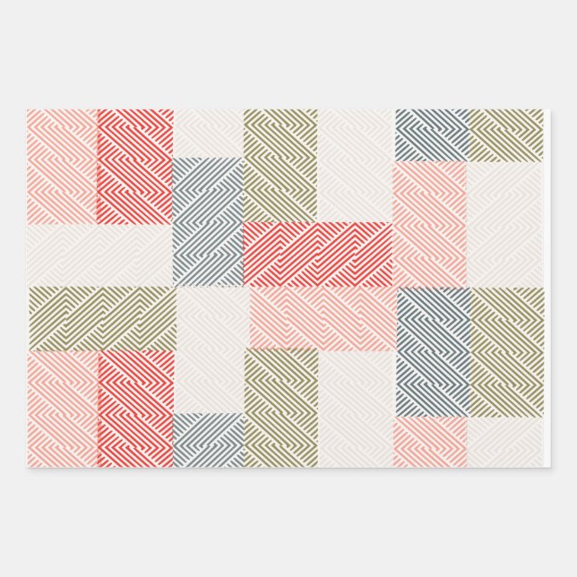Feuille De Papier Cadeau Rayures fines pastel (Devant)