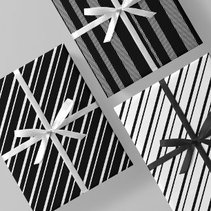 Feuille De Papier Cadeau Rayures Luxueuses & Chic Noir & Blanc