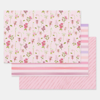 Feuille De Papier Cadeau Rayures Rose Fée Aquarelle