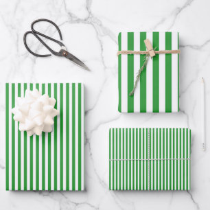 Feuille De Papier Cadeau Rayures Vertes & Blanches