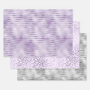 Feuille De Papier Cadeau Rayures violettes Glam