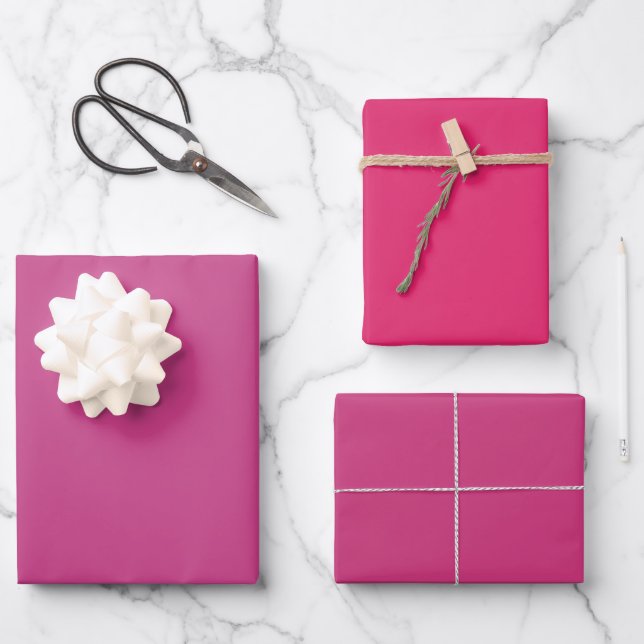 Feuille De Papier Cadeau Razzmatazz Rose Smitten Teintes 3 Tons (Recto)