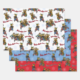 Feuille De Papier Cadeau Rebelles sans Claus Reindeer Holiday Trio