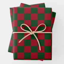 Red and Green Classic Christmas Checkerboard Print
