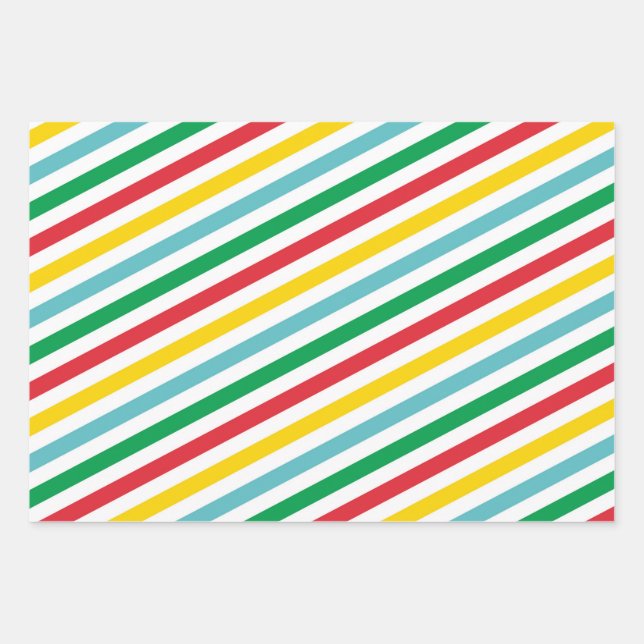 Feuille De Papier Cadeau Red Green Lines Zig Zag Stripes Cadeau de Noël (Devant)