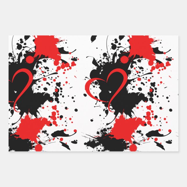 Feuille De Papier Cadeau Red on Black (Devant)