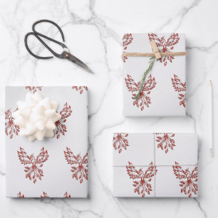 Feuille De Papier Cadeau Red Phoenix se lève Silver