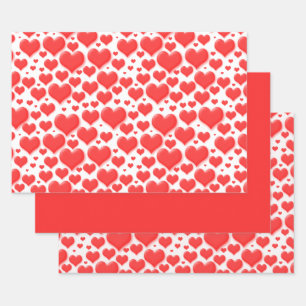 Feuille De Papier Cadeau Red Valentine Hearts Motif flottant