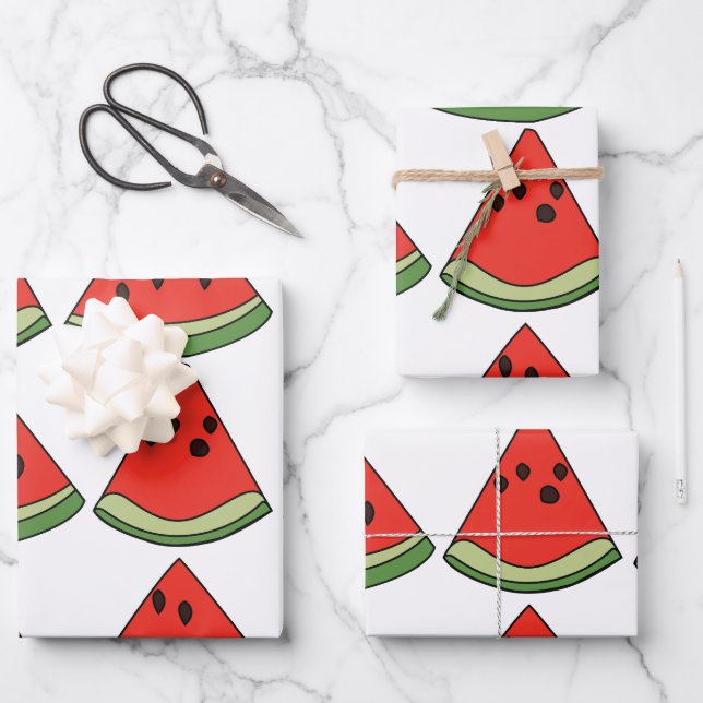 Feuille De Papier Cadeau Red Watermelon Slices  (Recto)