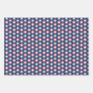 Feuille De Papier Cadeau Red, white and blue flowers