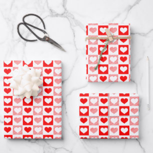 Feuille De Papier Cadeau Red White Love coeurs Saint Valentin