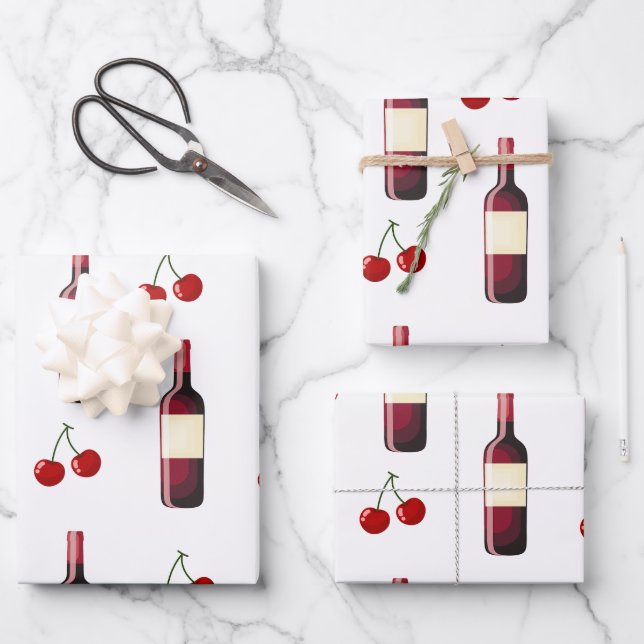 Feuille De Papier Cadeau Redwine et Cherry (Recto)