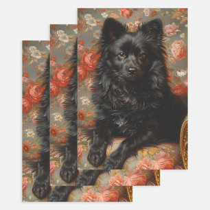 Feuille De Papier Cadeau Regal Schipperke Chien Découpage Vintage