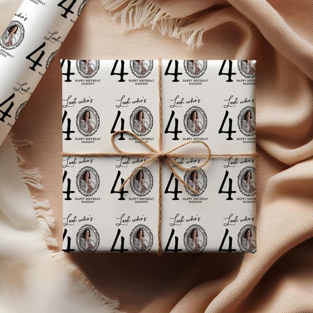 Feuille De Papier Cadeau Regarde qui a 40 ans ! Photo Joyeux anniversaire (Créateur téléchargé)