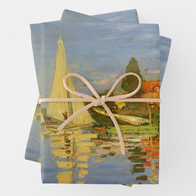 Feuille De Papier Cadeau Regatta à Argenteuil par Claude Monet (En situation)