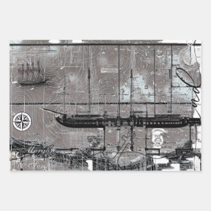 Feuille De Papier Cadeau Registre des navires