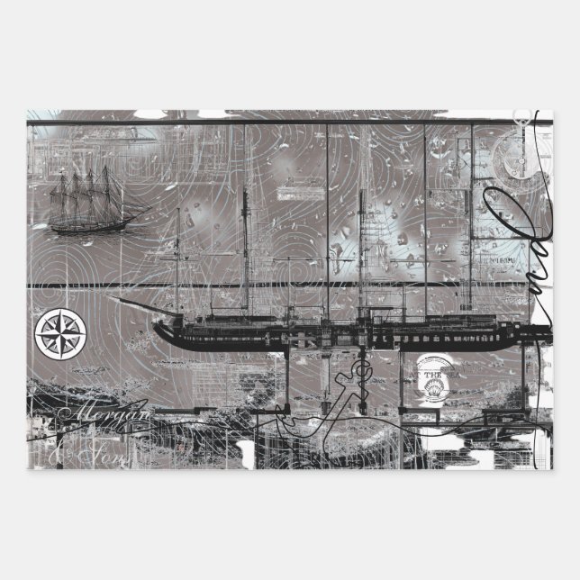 Feuille De Papier Cadeau Registre des navires (Devant)