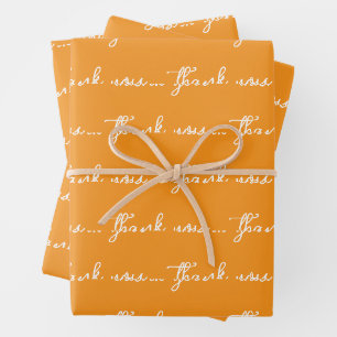 FEUILLE DE PAPIER CADEAU REMERCIEMENT PERSONNALISÉ ORANGE MODERNE ÉLÉGANT