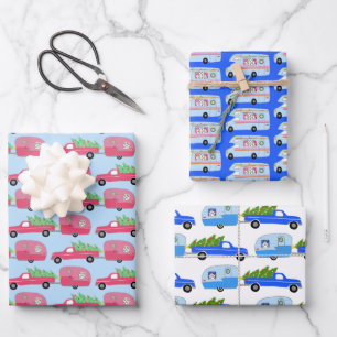 Feuille De Papier Cadeau Remorques Cute Xmas RV Camping Road Trip Holiday