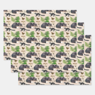 Feuille De Papier Cadeau Renard gris et écureuil sur la bande tunique de dé