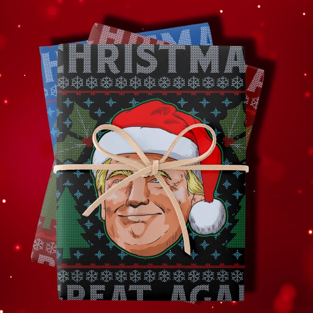 Feuille De Papier Cadeau Rendre Noël super à nouveau drôle Trump mauvais No (Créateur téléchargé)