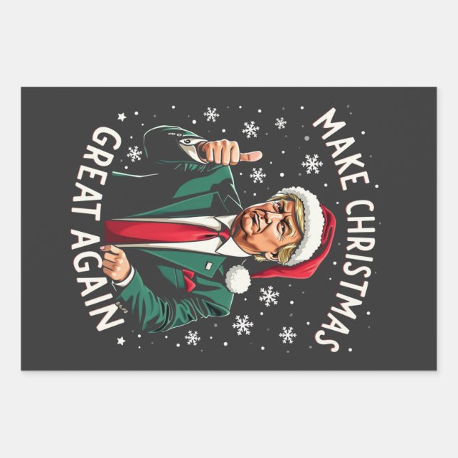 Feuille De Papier Cadeau Rendre Noël super à nouveau moche Noël Sweat Trump (Devant)