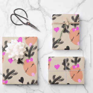 Feuille De Papier Cadeau Renne Coquette Cadeau de Noël