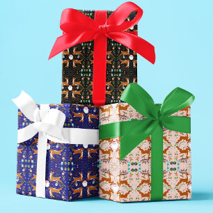Feuille De Papier Cadeau Rennes de Noël Motif Sans Couture