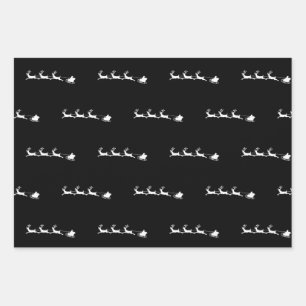 Feuille De Papier Cadeau rennes de vacances père Noël noël vintage rustique