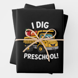 Feuille De Papier Cadeau Retour à l'école Je creuse un camion à benne présc