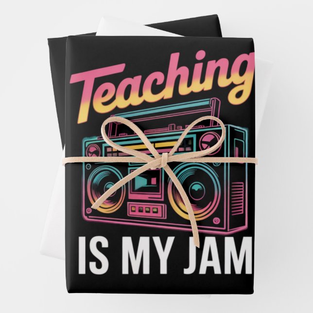 Feuille De Papier Cadeau Retour à l'école Rétro Enseigner est mon truc 80s  (En situation)